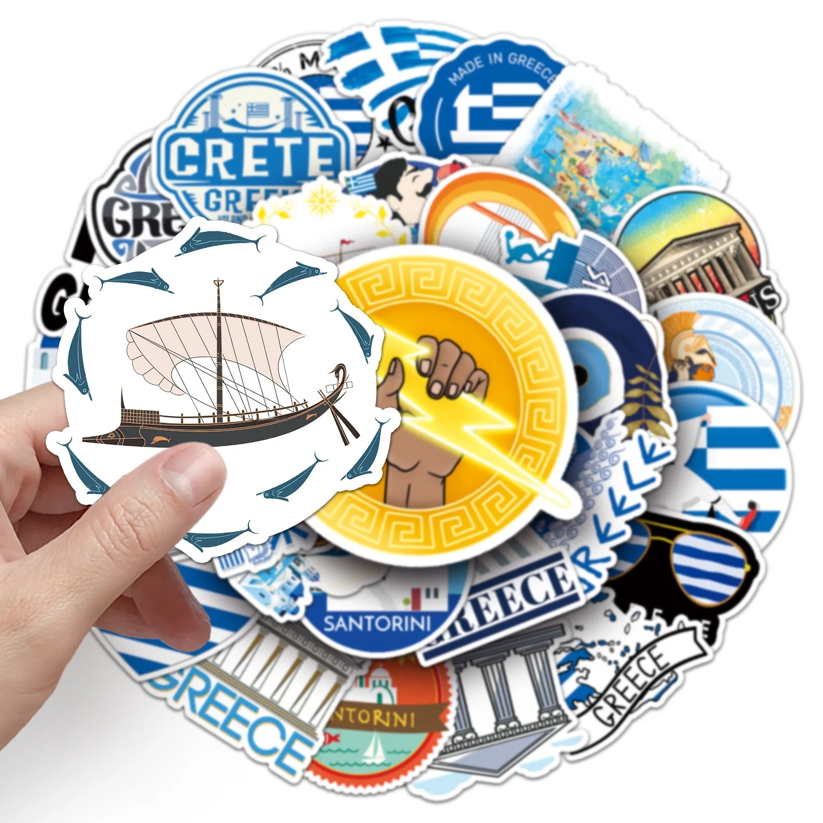 Greece City Travel Stickers Set: World Famous Tourist Landscapes Decals for Scrapbooking and Decoration