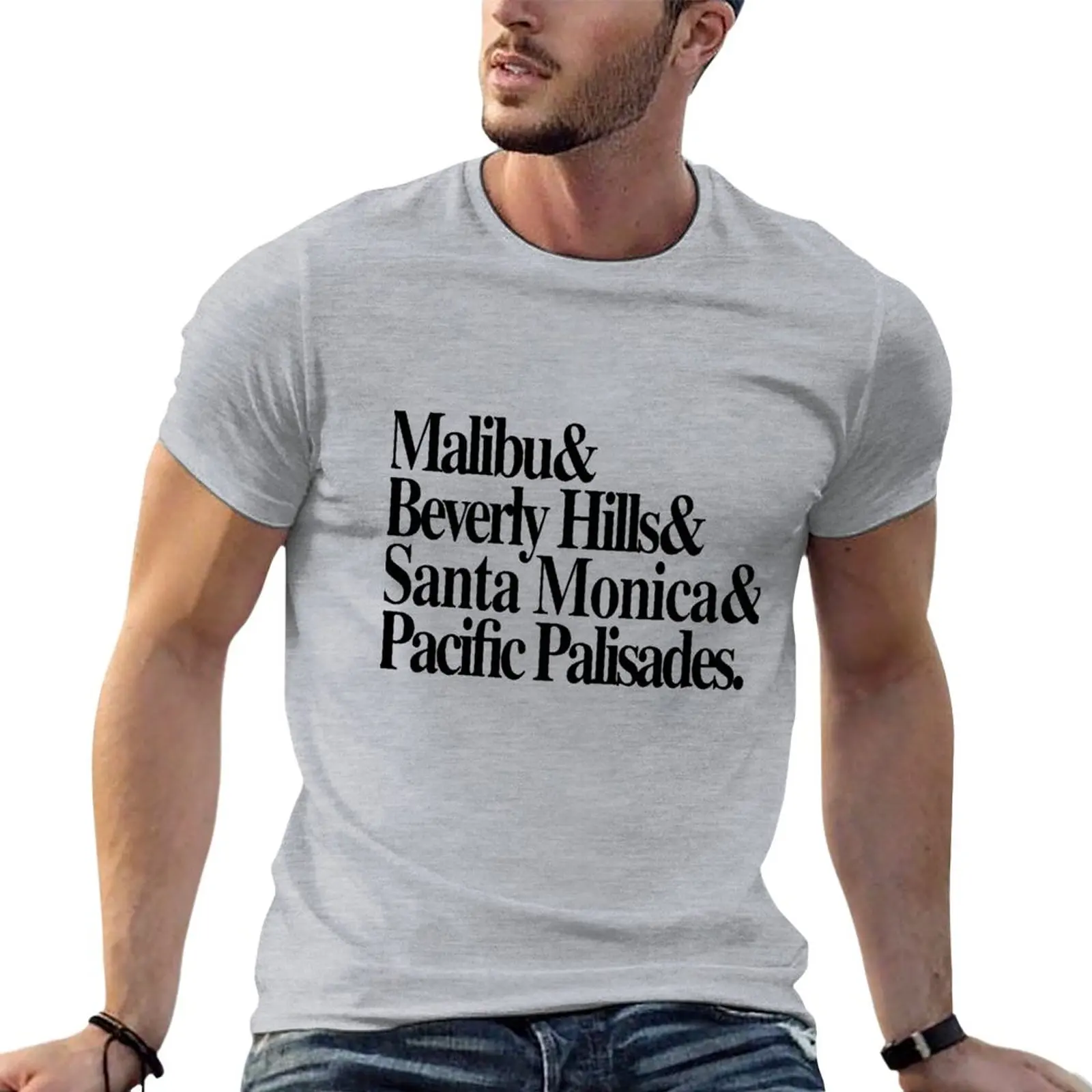 Malibu & Beverly Hills & Santa Monica & Pacific Palisades T-Shirt Plus Size Customs Funnys Workout Shirts For Men
