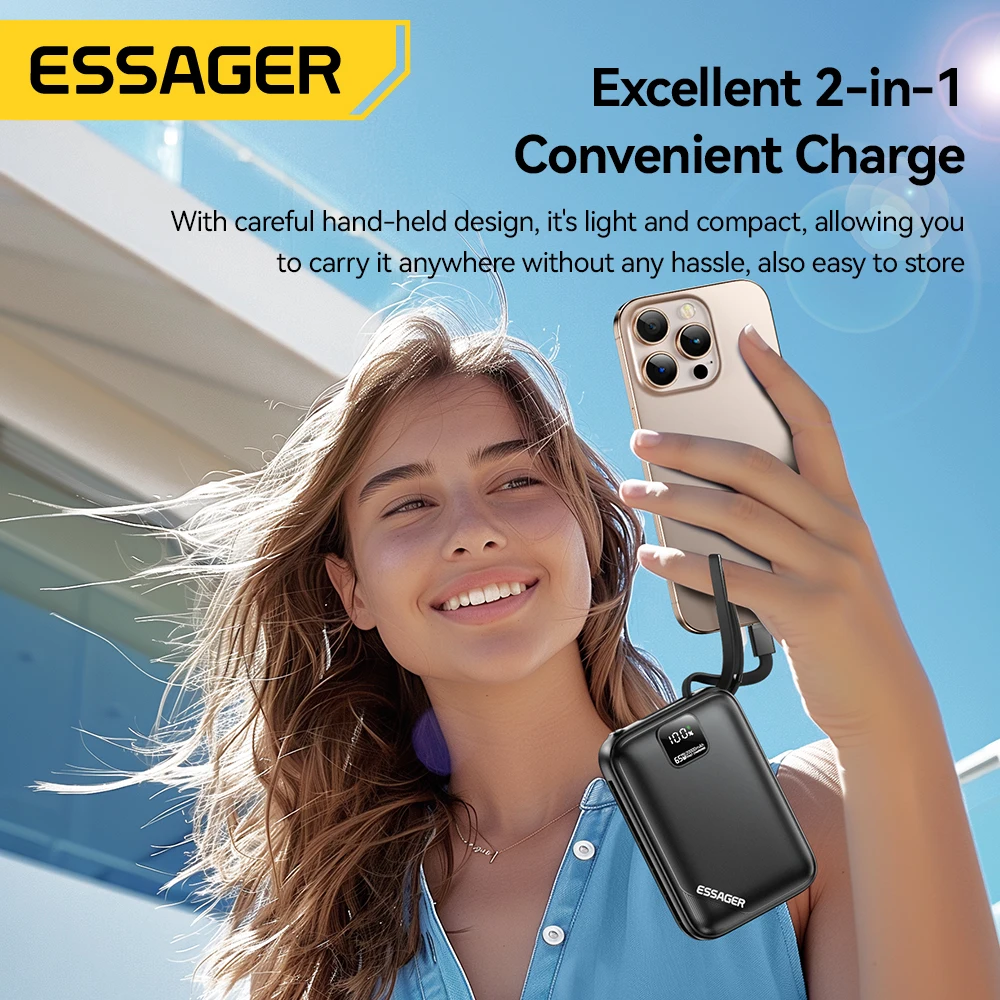 Essager 65W 20000mAh Power Bank PD Fast Charge Type C Quick Charge Portable Powerbank External Battery for iPhone MacBook Laptop