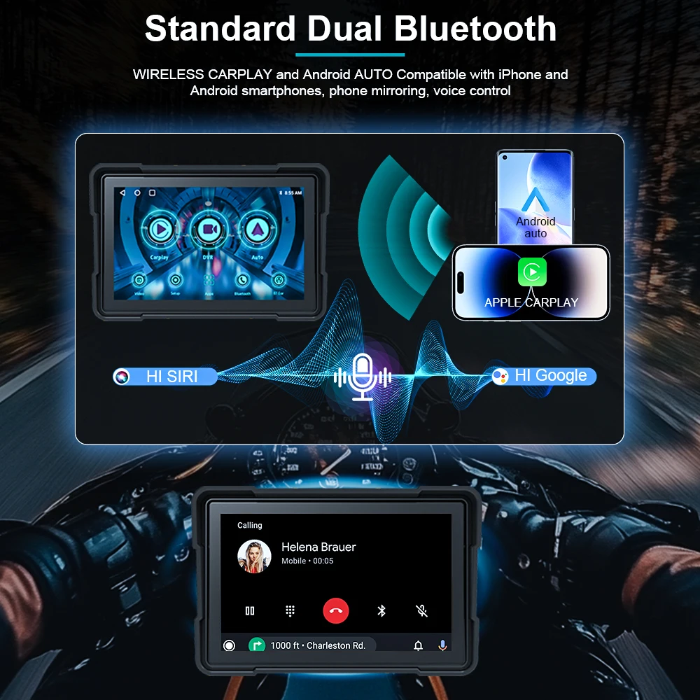 Écran Tactile 5 Pouces Waterproof CarPlay Android Auto Navigation GPS Pour Moto