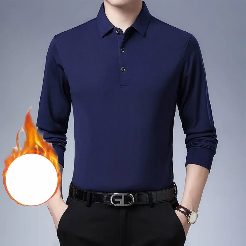 

Spring Autumn KPOP Fashion Style Harajuku Slim Fit Undershirt Loose Casual All Match T-shirts Solid Insert Button POLO Shirt