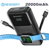 NEWDERY Travel Battery Pack 20000mAh Portable Charger for All iWatch, iPhones,Samsung Power Bank Built-in Cables Fast Charging 1