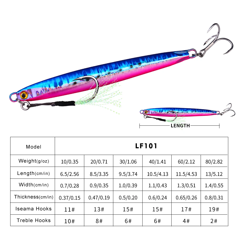PROBEROS 1 Stück Angelköder 10-80g Trolling Künstlicher Harter Köder Bass Casting Jigging Fischköder Sinkender Löffelköder Metall-Jig – Detail 1