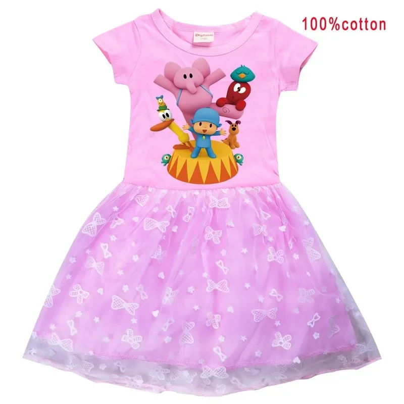 2023 Summer T Shirt Dress Pocoyoe Girls Tutu Dress Halloween Cosplay Costume Princess Kids Girls Birthday Party Dresses