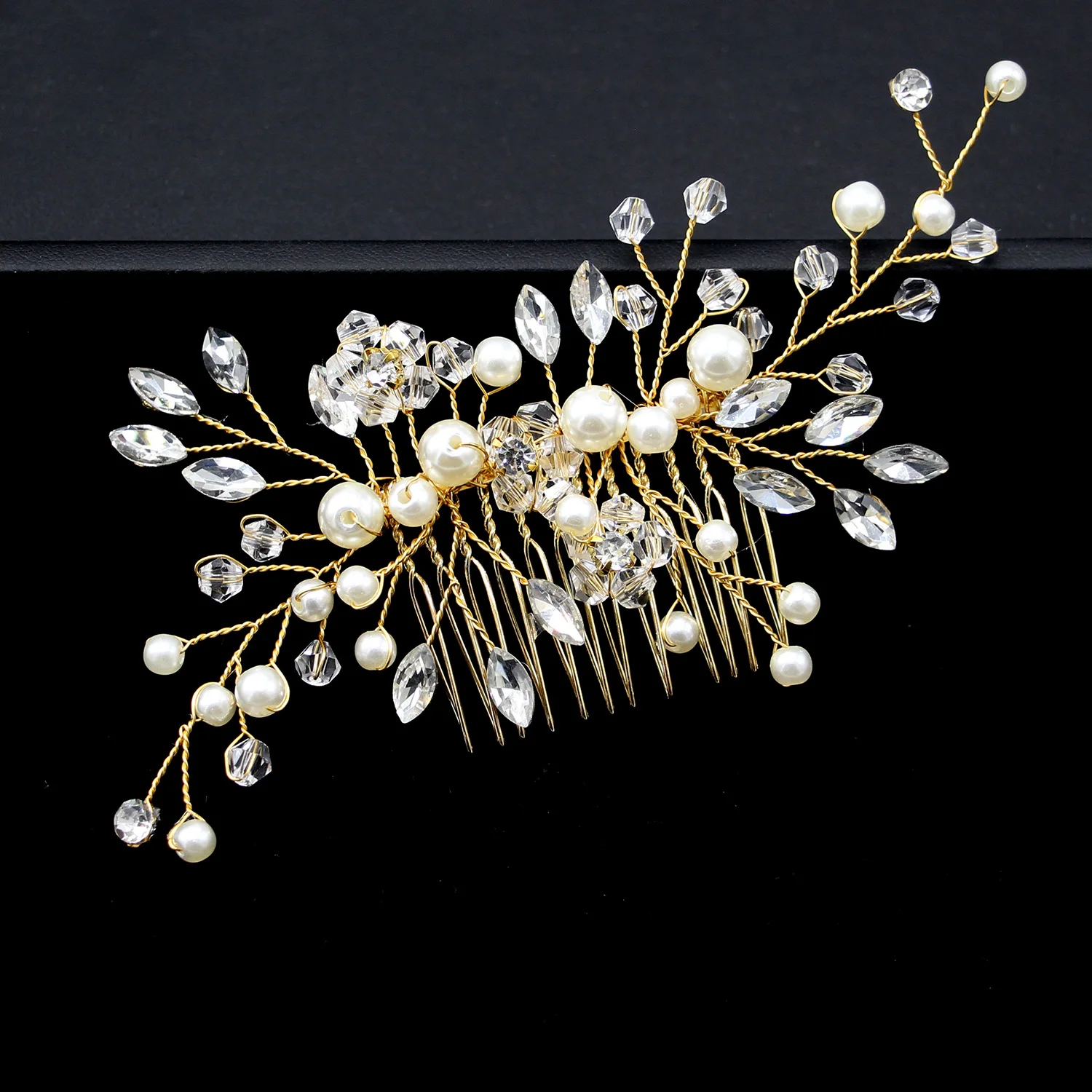 Bridal Hair Comb Clip Crystal Rhinestone Pearl Wedding Hair Jewelry Accessories for Bride Bridesmaid Handmade Headpiece Ornament