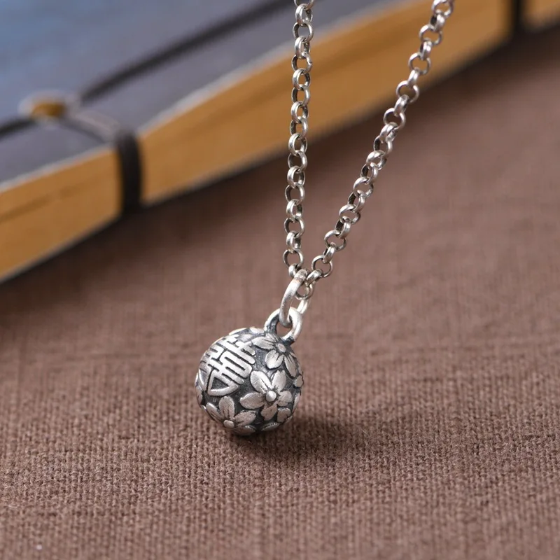 BOCAI S990 Silver Small Flower Pendant for Women