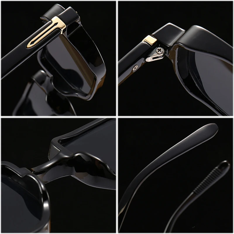 SHAUNA Ins Popular Fashion Rectangle Sunglasses Women Shades UV400 Retro Gradient Men Square Trending Rivets Sun Glasses_voghion.com