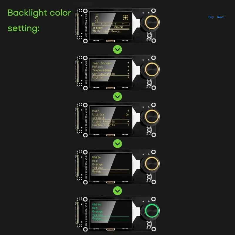 

MINI 12864 V3.0 для интеллектуального ЖК-дисплея с RGB-подсветкой для RobinE3 Marlin2.0