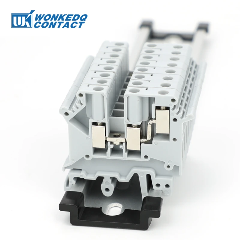 UK5-TW Double Connection One Side Screw Connection UK 5 Twin Termin Strip Wire Connector DIN Rail Terminal Block 10Pcs wire connectors din rail terminal block