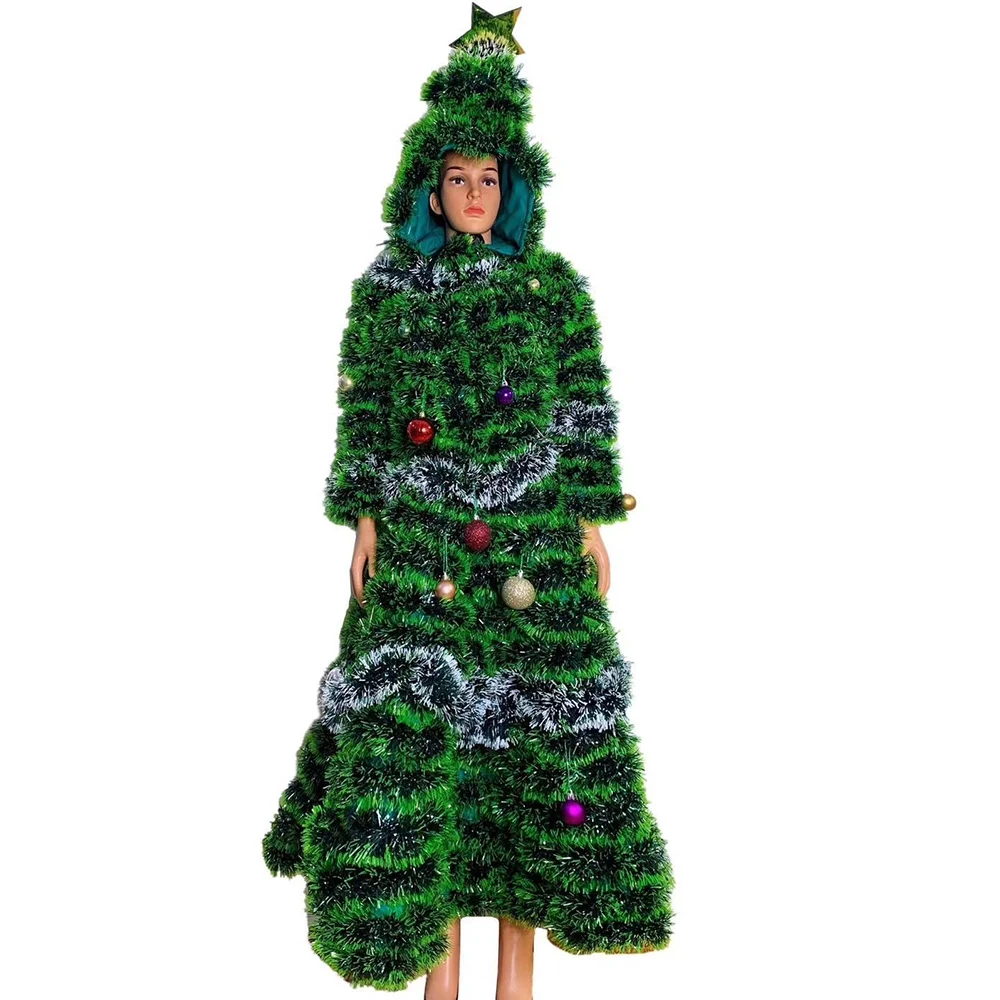 

Specially Green Christmas Tree Long Dress For Women Festival Rave Drag Queen Outfits Party Club Clothing Stage Perform Costumes