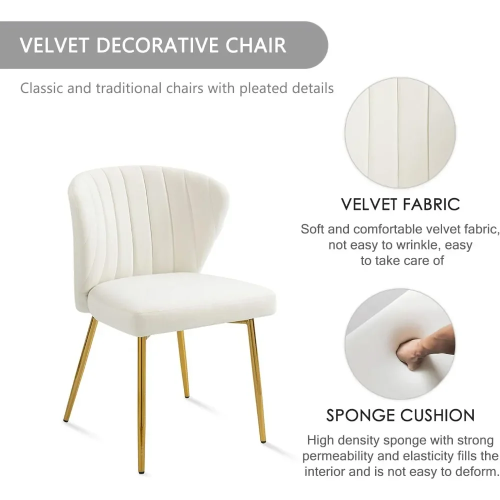 Velvet Dining Chairs Set of 4, Modern Upholstered Dining Chair with Golden Metal Legs, Dining Chairs for Kitchen, Living Room 2