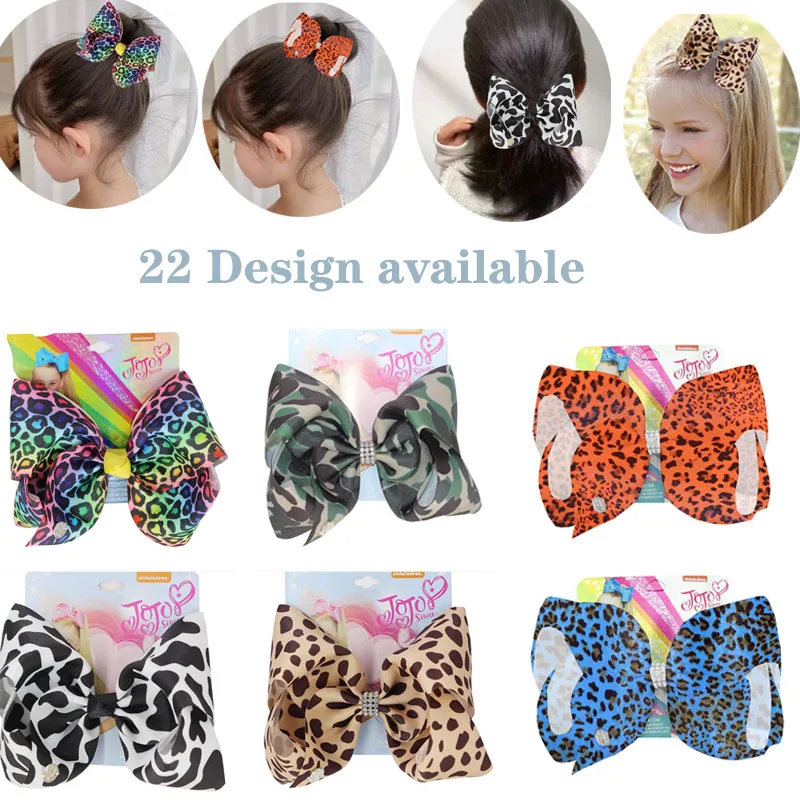 NEW Hair Bows for Girls 7.5Inch Leopard C ow Design Bows Alligator Hair Clips Hair Accessories for Baby Girls Toddlers