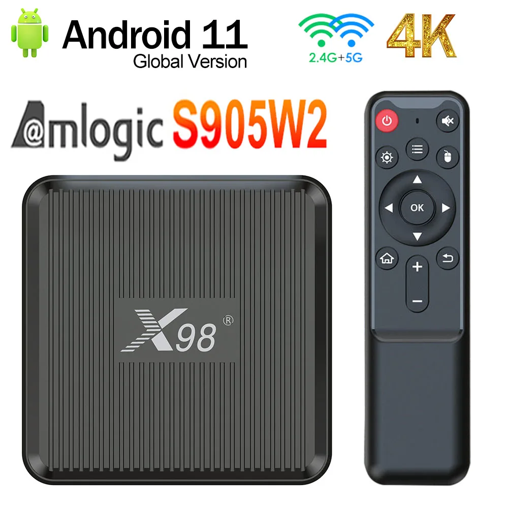 X98q Tv Box Android 11 Amlogic S905w2 2gb 16gb Support H.265 Av1 Wifi ...
