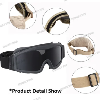 Tactical Goggles 3 Lens Windproof Military Army Shooting Hunting Glasses Eyewear 3