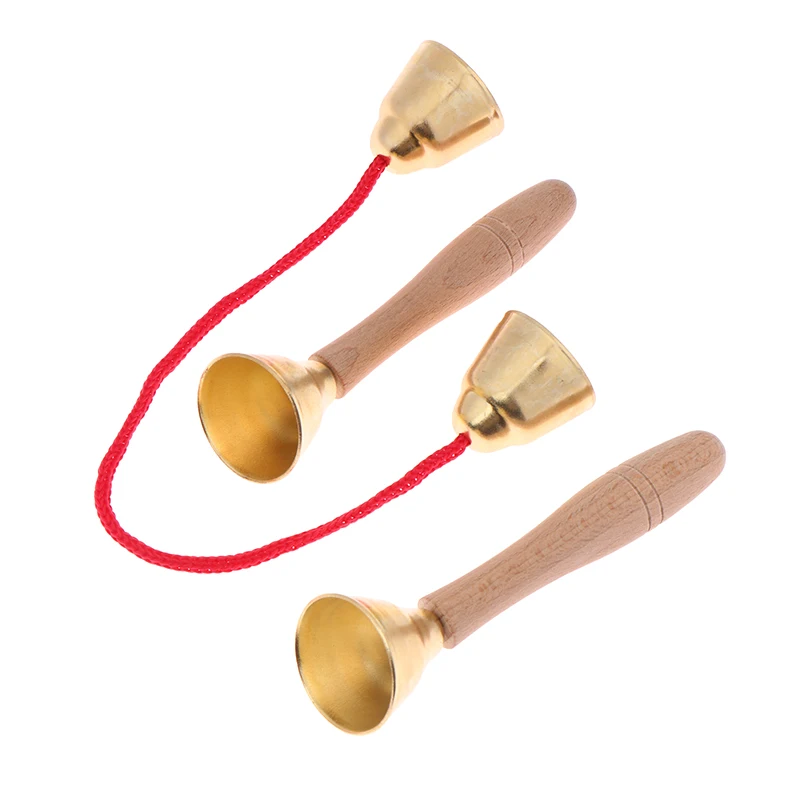 1Pair Children Musical Instrument Toy Bells With Strings/Handles Montessori Orff Instrument Kindergarten Music Play Learning Toy