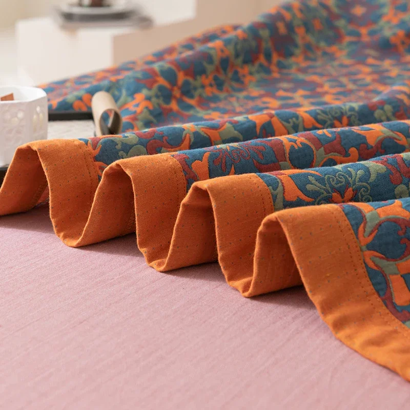 Fleece Throw Blanket 100% Cotton gauze blanket yarn dyed bed linen Jacquard bed plaid stitch Coverlet home Blankets cover Bedspread