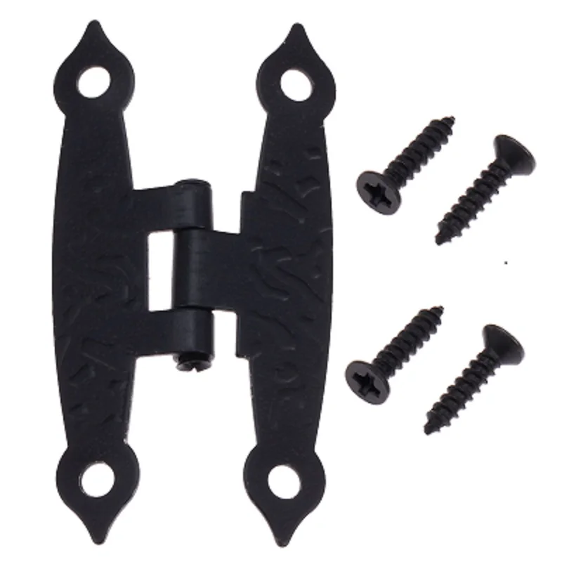 4Pcs Portagioie Vintage Decorativo H Cerniere 4 Fori Decor Nero Porta Dell'Armadio Cerniere Per Bagagli Raccordi Per Mobili Con Vite 65*33Mm