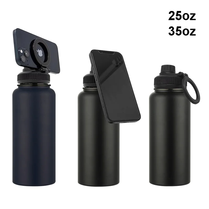 For MagSafe 32oz 1000ML Insulated Bottle with Rotating Phone Holder Water Bottle Thermal Water Cup Vacuum Mug for Outdoor Sports view 2
