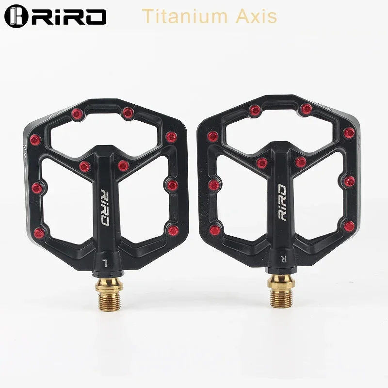 RIRO 초경량 마그네슘 합금 자전거 페달, 티타늄 합금 액슬 플랫 페달, MTB 로드 바이크 부품, 3 베어링 