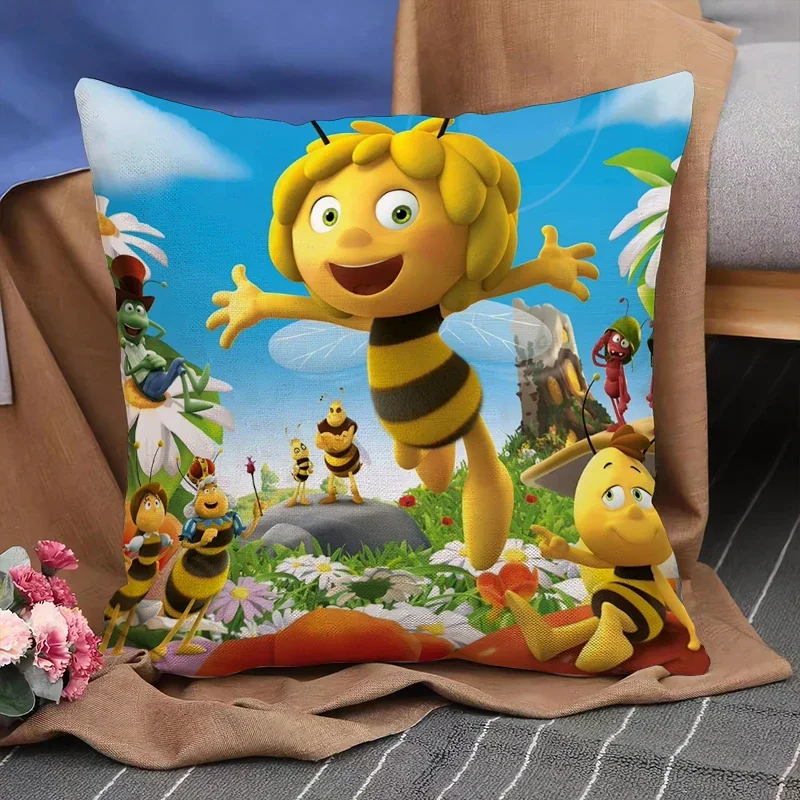 

Cushion Cover Double-sided Printed 45x45cm Short Plush Home Decor Pillowcase Maya The Bee Car Sofa Bed Cushion Cover