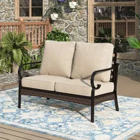 Furniture Patio Furniture Sofa, Love-Seat Patio Sofa Steel Frame Outdoor Sectional Couch  Cushions for Lawn Backyard Porch Deck 1