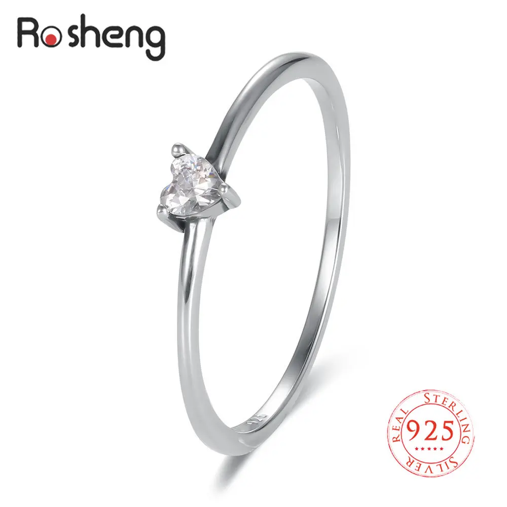 

925 Sterling Silver Heart Stone Ring CZ Stone Ring for Women Laies Lover Luxury Brand Wedding Engagement Jewelry Gift