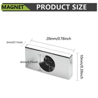 แม่เหล็กนีโอไดเมียมทรงบล็อก แรงสูงพิเศษ พร้อมรู NdFeB แม่เหล็กถาวรทรงพลัง แม่เหล็กติดตู้เย็น ขนาด 20x10x3-4 5