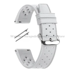 Tropical Silicone Quick Release Watch Band Strap - Premium Rubber Tropic Design - 20mm (White - Silver)