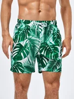 Men's Beach Shorts Summer Tropical plants pattern Drawstring Men's swim Trunks Elastic Waist 3D Print Gradient Breathable Shorts 1