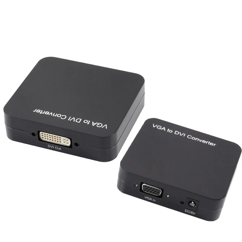 VGA to DVI Converter Box Video Active VGA in DVI out Adapter Selector with Power Adapter for PC Laptop TV Monitor
