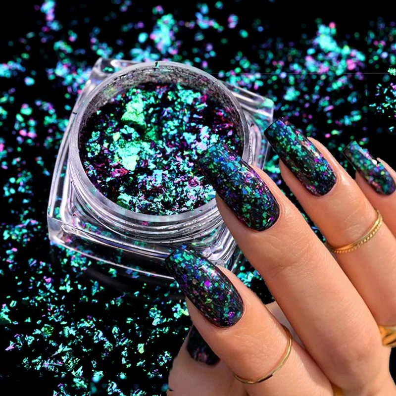 1 Box Chameleon Nail Flakes Irregular Aluminum Foil UV Gel Polish Nail Sequins Palliette Manicures Art Decoration Glitter Powder Nail Powder Nail Glitter Nail Pigment Nail Decoration Nail Decorations Nail Flakes Nail Powder Set