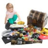 143pcs Plastic Gold Treasure Coins Captain Pirate Party Pirate Treasure Chests Child Treasure Chests Gold Coin Jewelry Gems Toy 1