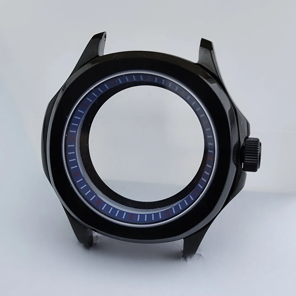 Black Steel Watch Case with Sapphire Glass and Chapter Ring, 39.5mm