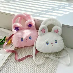 Kawaii Rabbit Plush Handbag Shoulder Bag for Girls Kids Soft Pink White Bunny Doll Crossbody Bag Children Messenger Bags