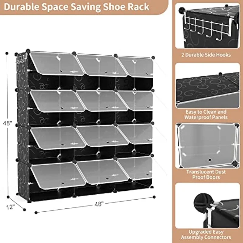 ROJASOP Big Shoe Storage Cabinet with Covers and Doors, 12-Tier