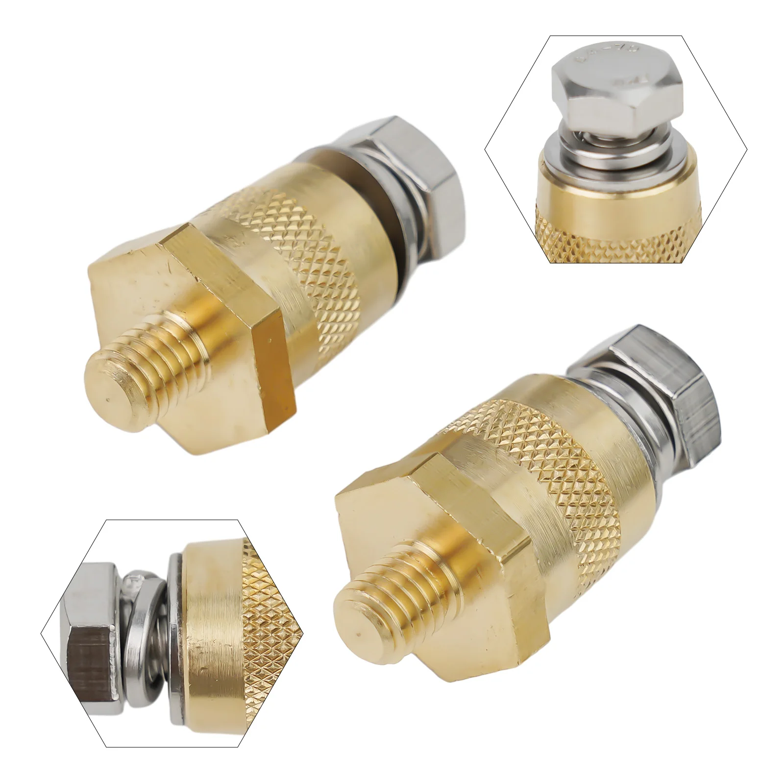 Battery Terminal Connectors M8 Brass Automobile Battery Variable Diameter Head M8 Positive And Negative Stainless Screws 1 Pair plug connectors kit wire nose terminal
