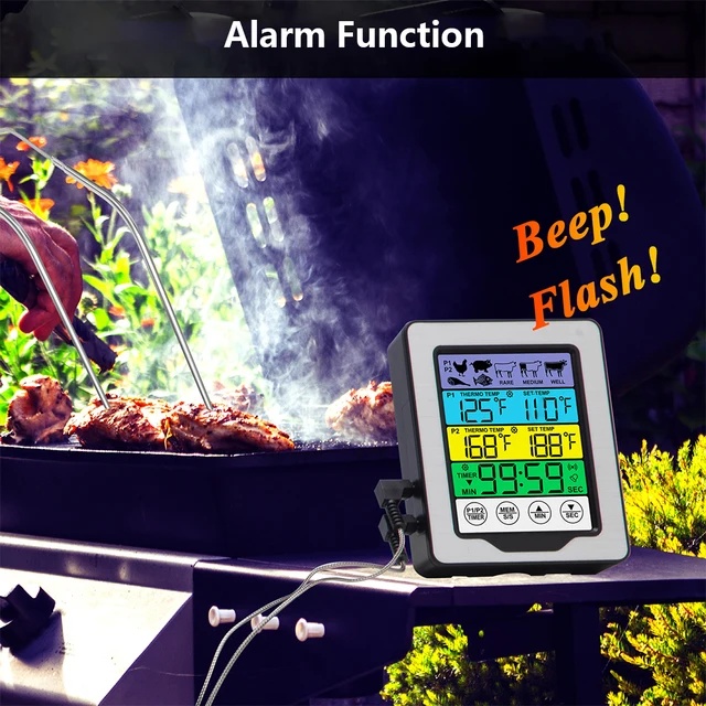 Yomi Touch Képernyő Háttérvilágítás Kettős Szonda Digitális Konyha Főz ​​Étel Bbq Húshőmérő Riasztási Funkcióval - Image 5