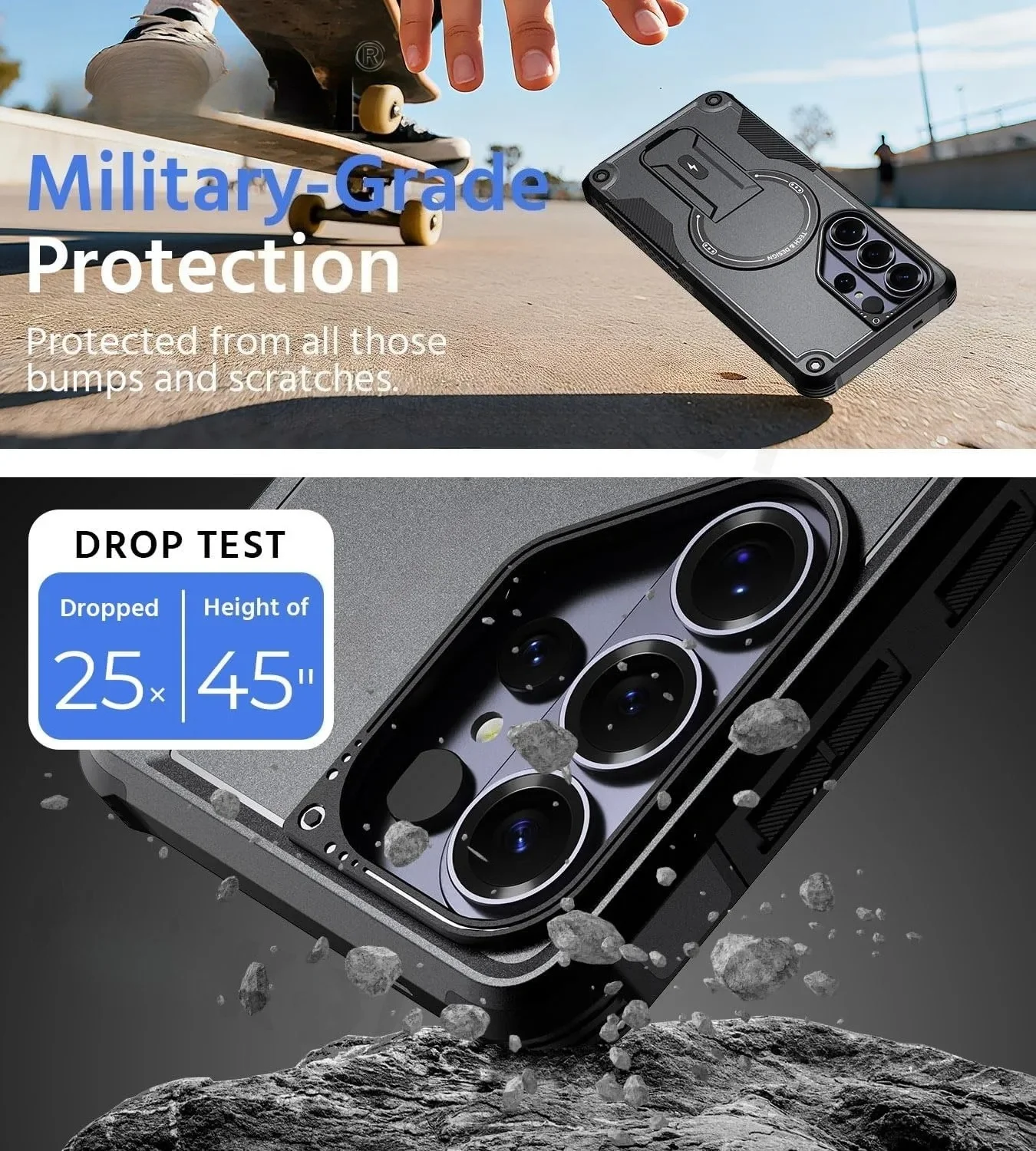 Enhanced Magnetic Phone Case with Upright Kickstand - Shockproof Protection Cover