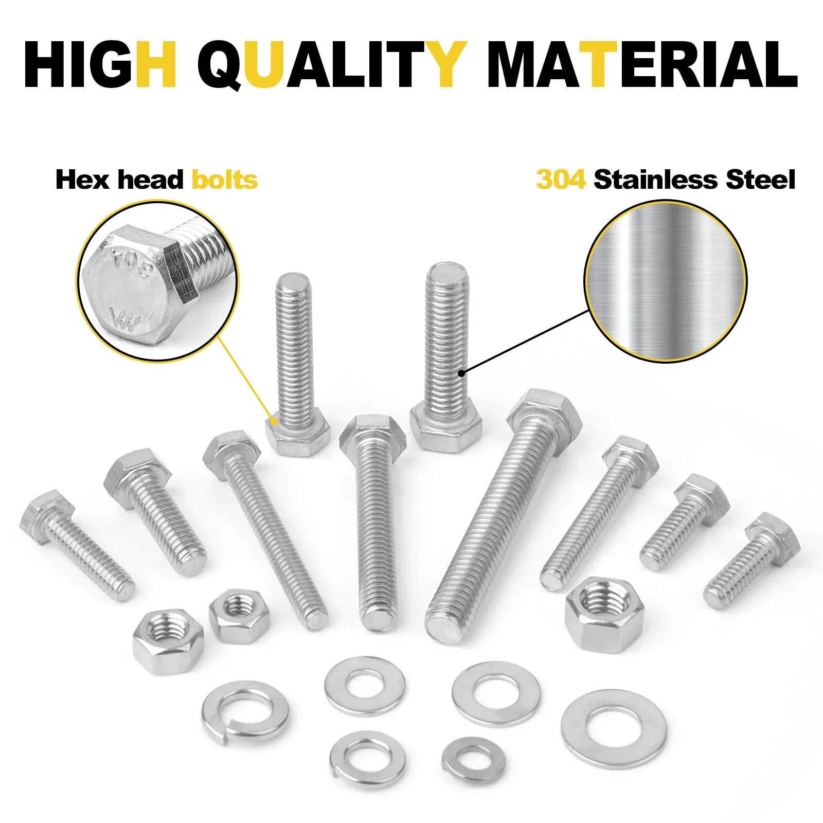 Outer Hexagonal Screws Small Hexagonal Head Stainless Steel Bolts Washers Nuts Classification Combination Kit 456Pcs stainless steel screws,screw bolt nut set,screw washer nut kit