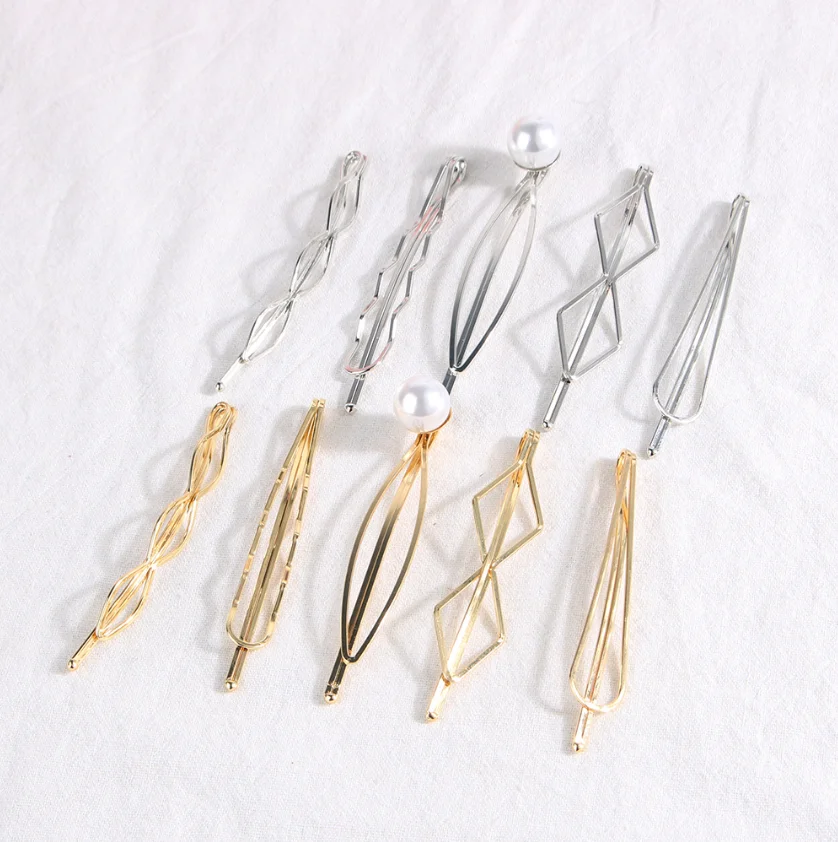 Conjunto de pregadeiras de cabelo douradas presilhas onduladas_voghion.com
