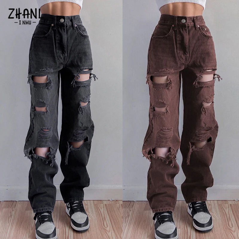 Jeans Baggy Donna Vita Alta A Gamba Larga – Y2K Patchwork Denim, Stile E-Girl Streetwear, Nero/Grigio, Taglie S-XXL