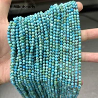 Perles rondes à facettes en Turquoise Rare naturelle, 4.2mm, amples, pour la fabrication de bijoux, collier et Bracelet, DIY, vente en gros 3