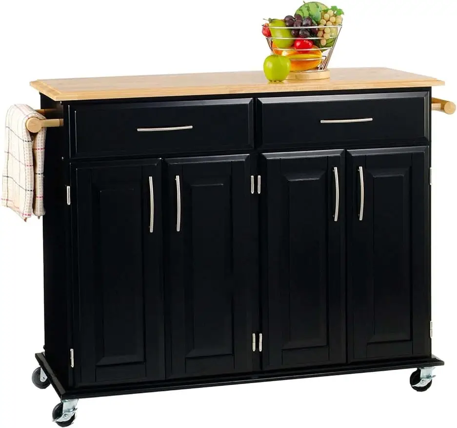 

Homestyles Kitchen Cart with Storage Dolly Madison, 48.25 Inches Wide, Black