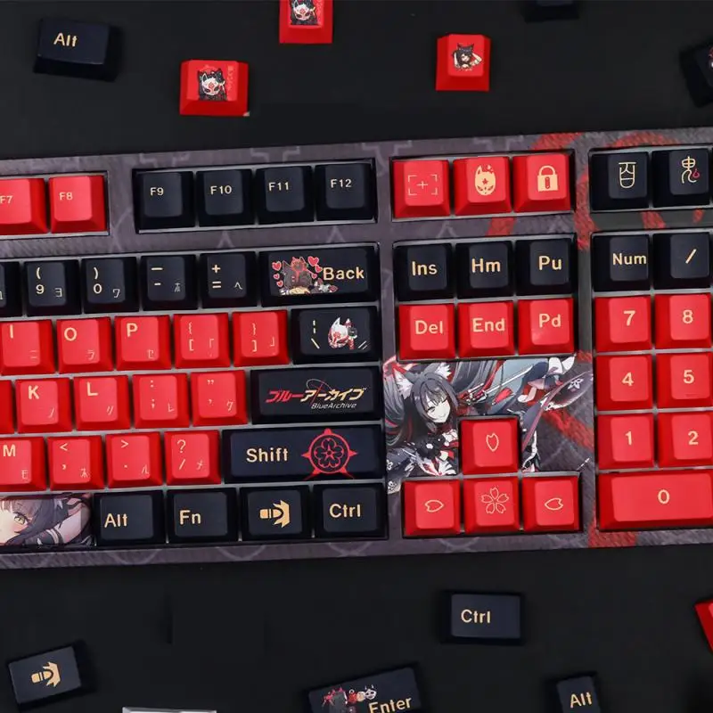 Game Blue Archive Kosaka Wakamo PBT Mechanical Key Caps Cosplay Requisiten Axis Side Gravierte Keycaps Gaming Tabletop Supplies – Detail 4