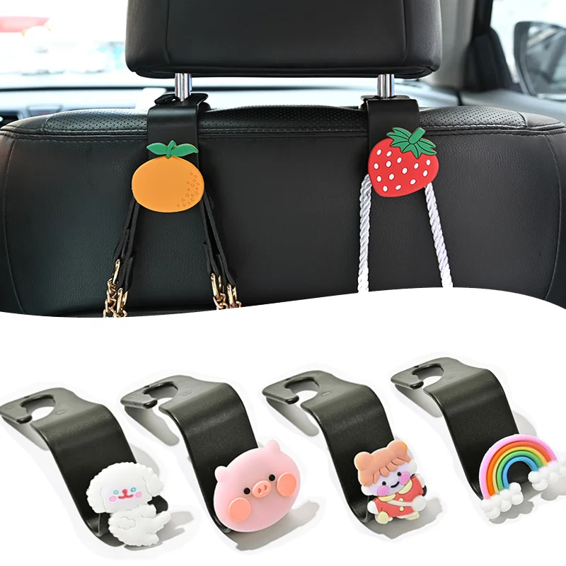 

Creative Cartoon Cute Car Seat Back Hooks Storage Organizer Stand Holders Bag Hanger Decoration Automobiles Interior Accessories