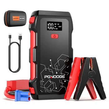 PGNOOGE 26800mAh 6000A di Picco Avviatore Batteria Auto, Avviatore ad Alta Capacità per Tutti i Motori a Benzina e 10L Diesel , Avviamento per Auto 12V con Torcia, Display LED, Ricarica Rapida USB