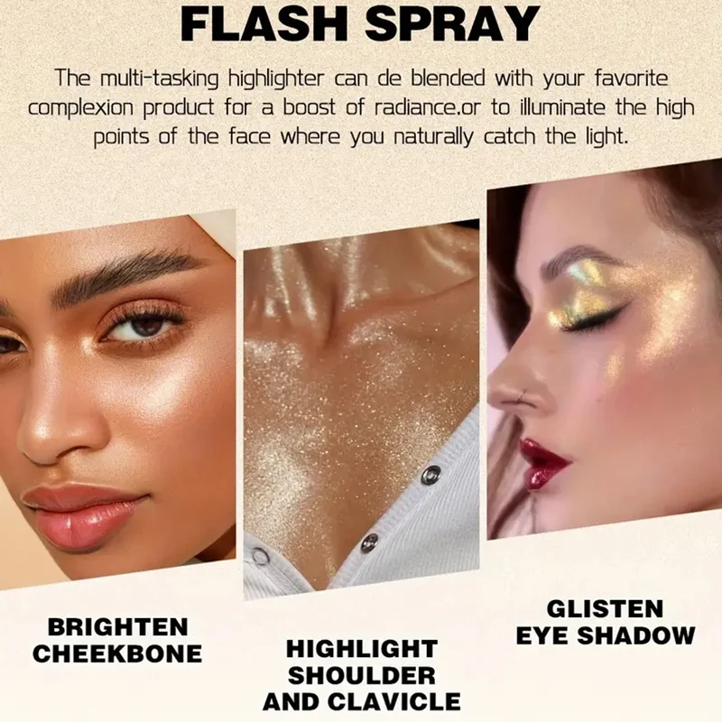 Diamond High Gloss Shimmering Spray Powder Highlight Powder Makeup Suitable for Face Body Skin Hair Clothes Cosmetics Makeup 6