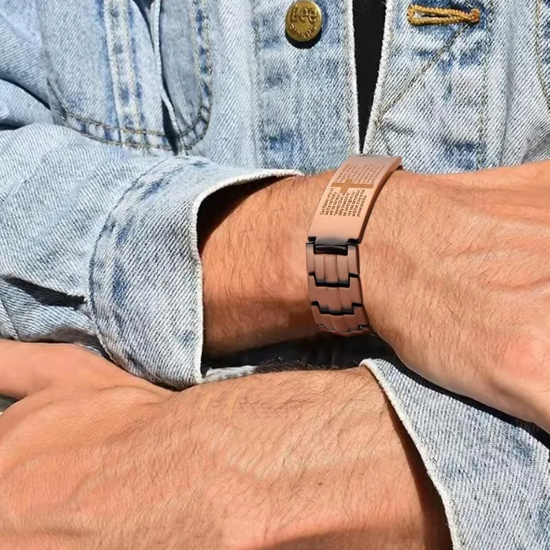 Pure Copper Cross Magnetic Bracelet for Men - Image 5