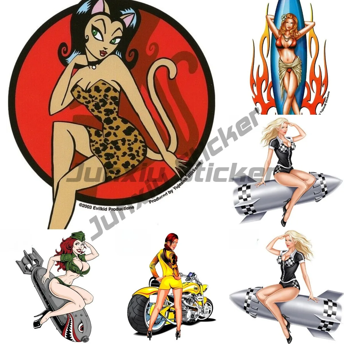 Pin Up Girl Rocket Poster Girl Retro Hot Rod Car Sticker Bomb Notebook Car Decorazione Fai Da Te Decalcomania