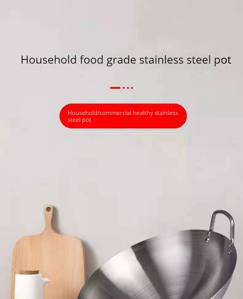 Description Picture 2 of itemDouble-ear Frying Pan Stainless Steel, Uncoated, Thicker Material Suitable For Gas Stoves, Easy To Clean.